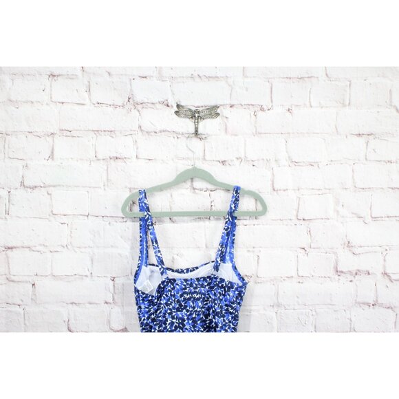 LL Bean Mix and Match Blue Square Neck Floral Tankini Top Size 4 - Picture 4 of 10